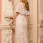 Peony Bouquet V-Neck Cape Gown