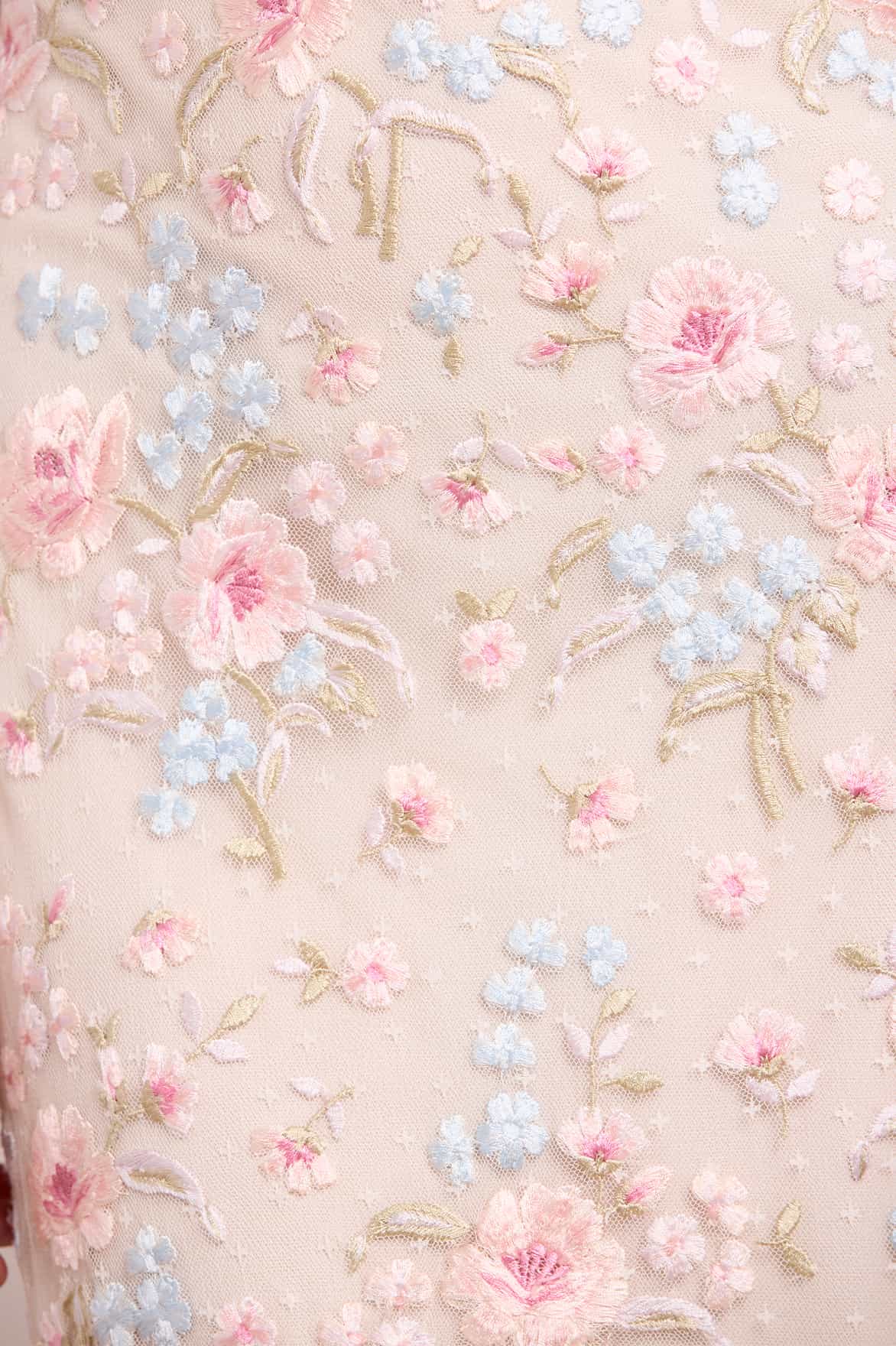 Peony Bouquet V-Neck Cape Gown