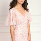 Peony Bouquet V-Neck Cape Gown