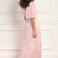Peony Bouquet V-Neck Cape Gown