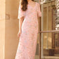 Peony Bouquet V-Neck Cape Gown