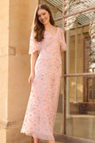 Peony Bouquet V-Neck Cape Gown