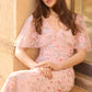 Peony Bouquet V-Neck Cape Gown