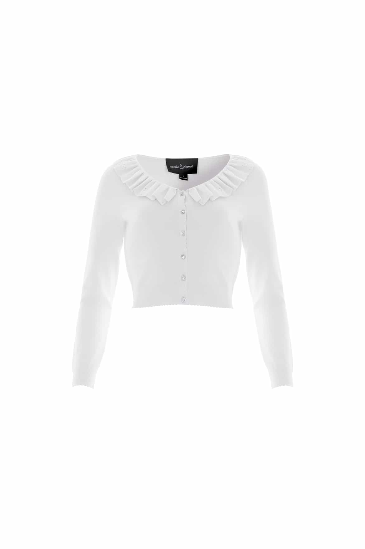 Pointelle Trim Knit Short Cardigan