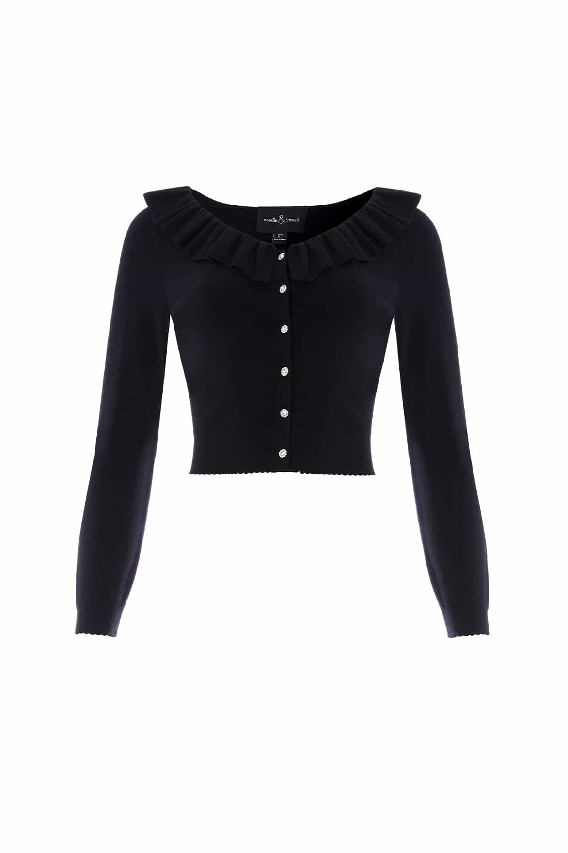 Pointelle Trim Knit Short Cardigan