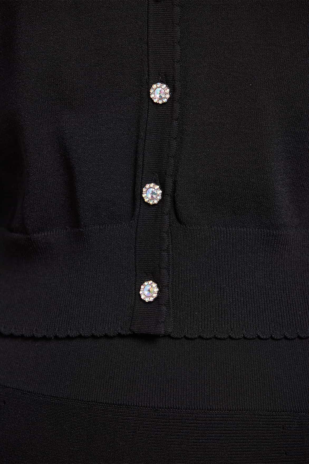Pointelle Trim Knit Short Cardigan