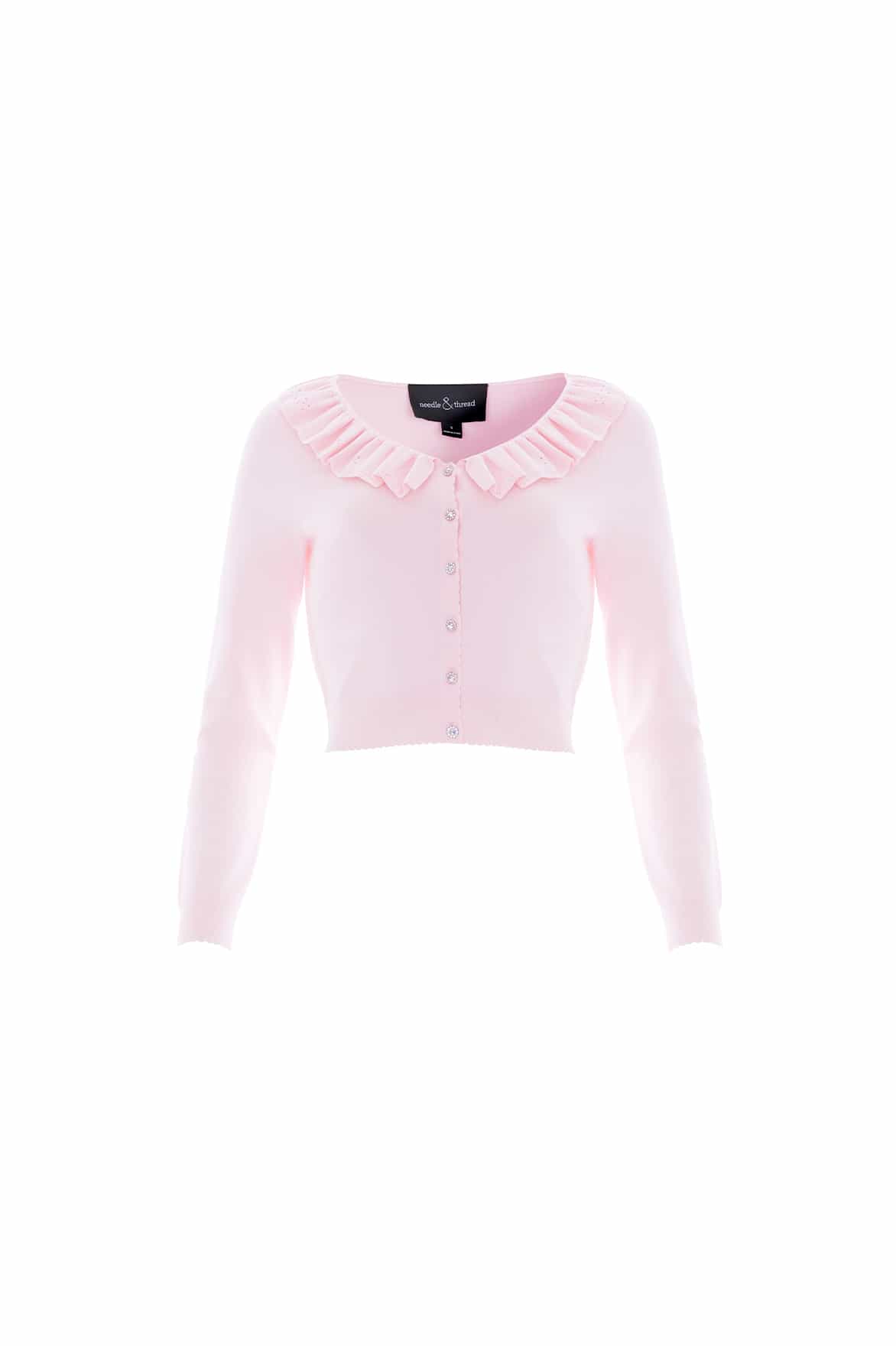 Pointelle Trim Knit Short Cardigan