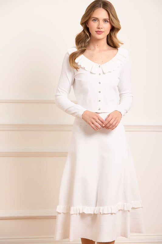 Pointelle Trim Knit Skirt