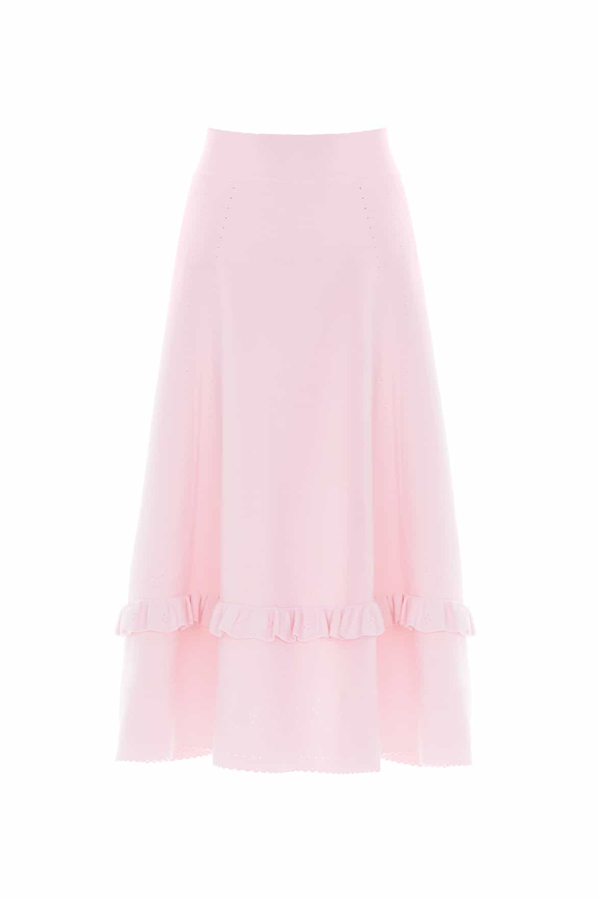 Pointelle Trim Knit Skirt