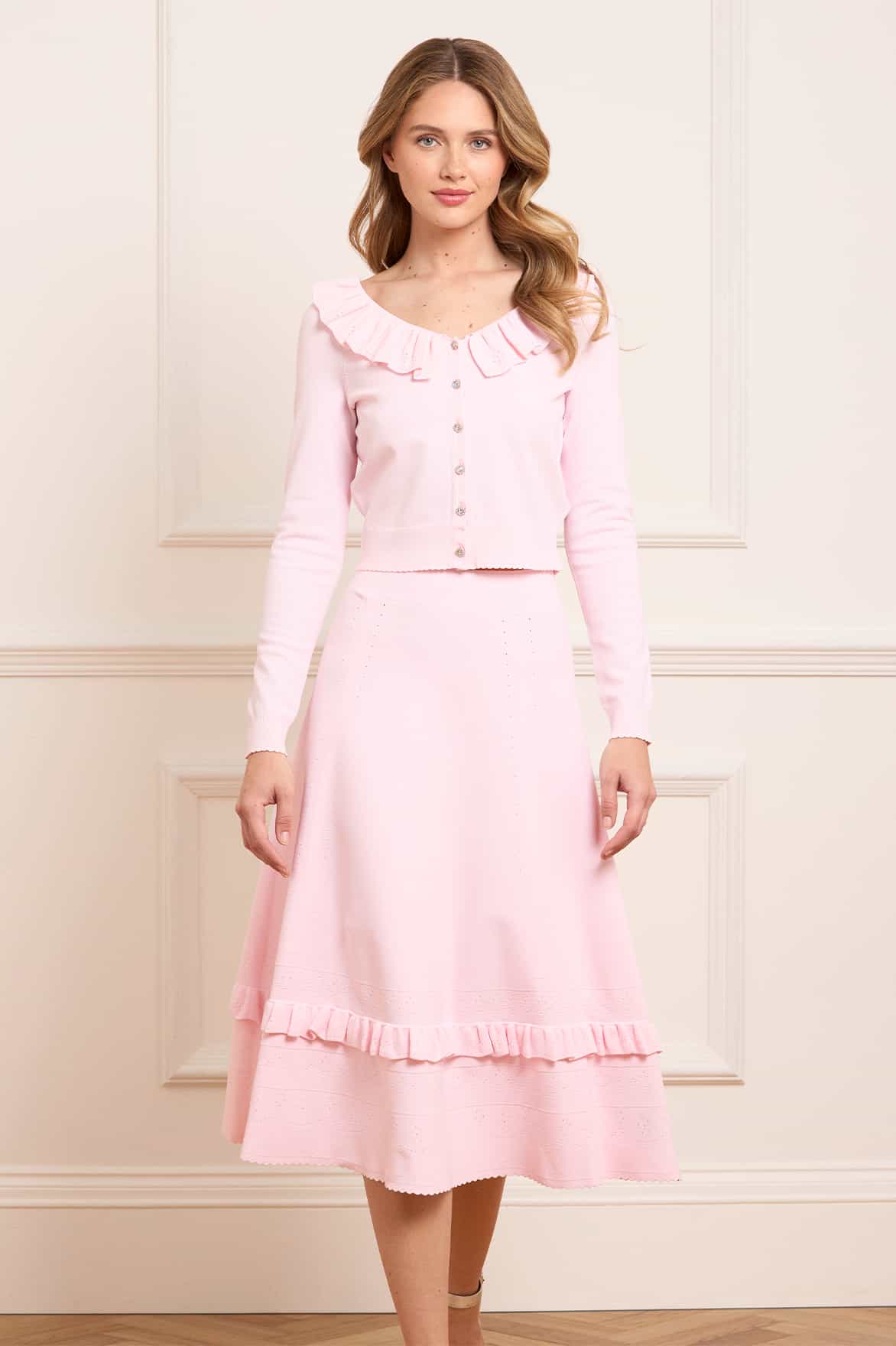 Pointelle Trim Knit Skirt