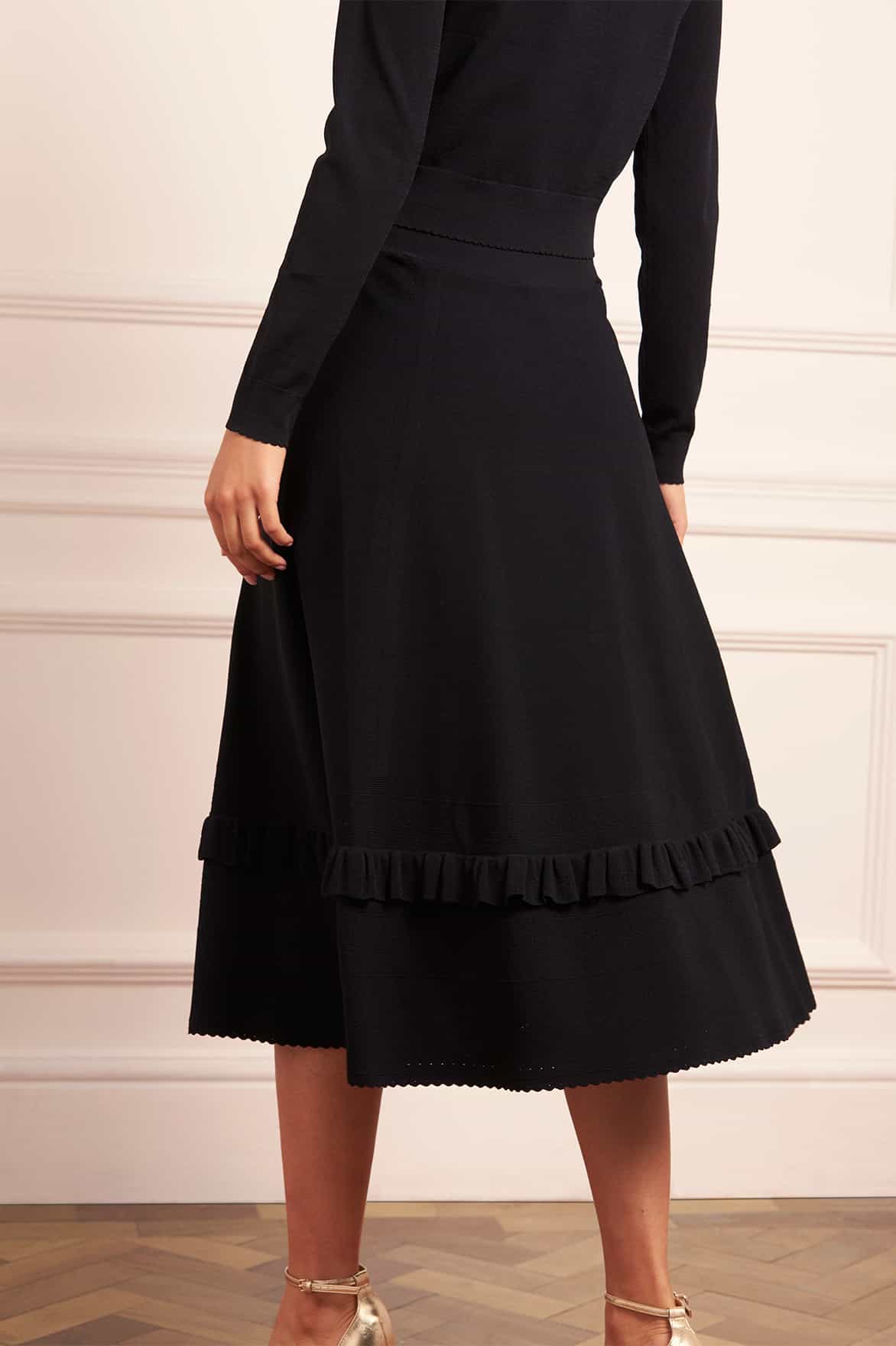 Pointelle Trim Knit Skirt
