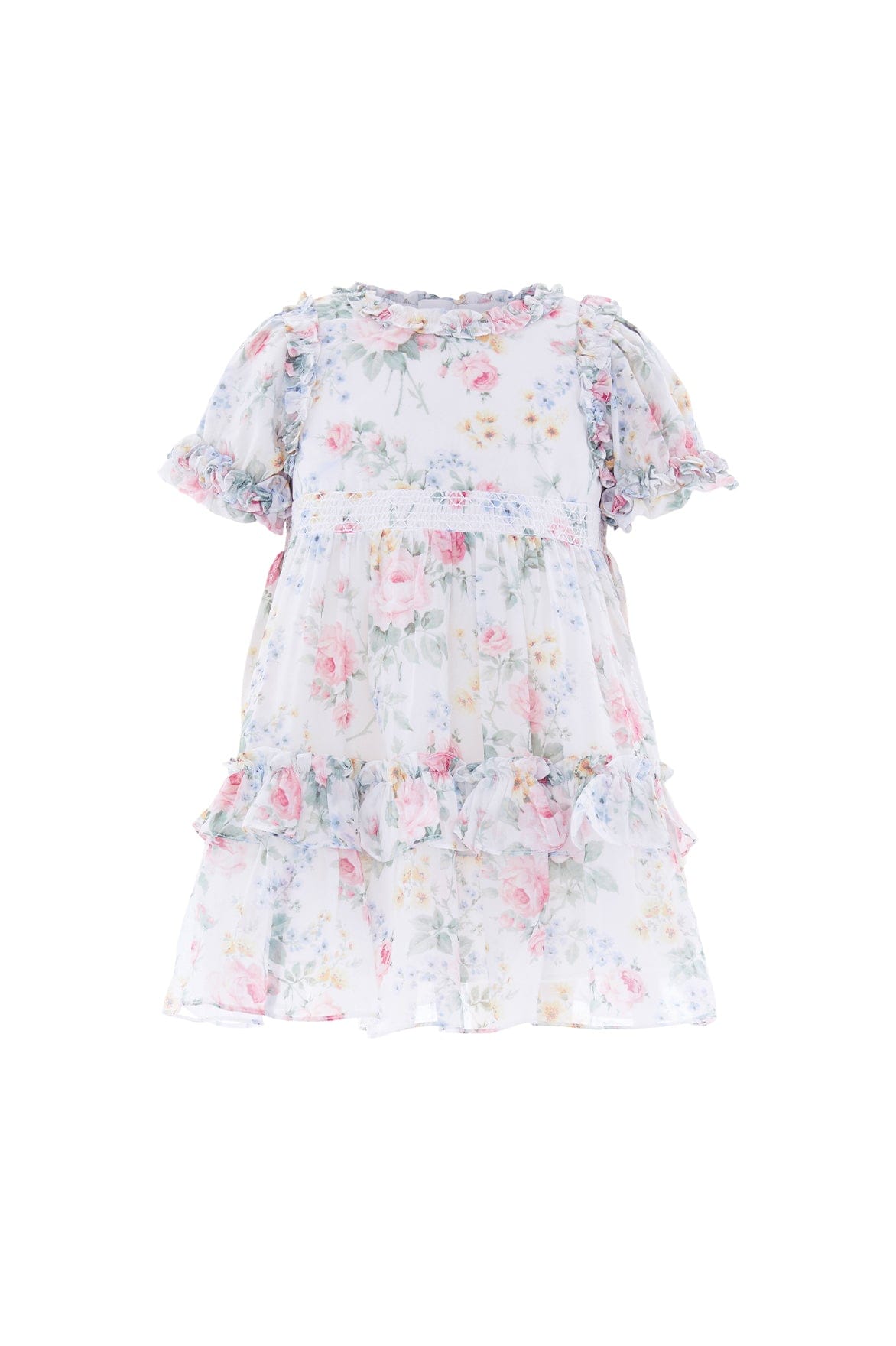 Pompadour Garden Chiffon Smocked Baby Dress