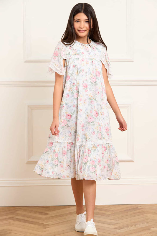 Pompadour Garden Chiffon Lace Kids Dress