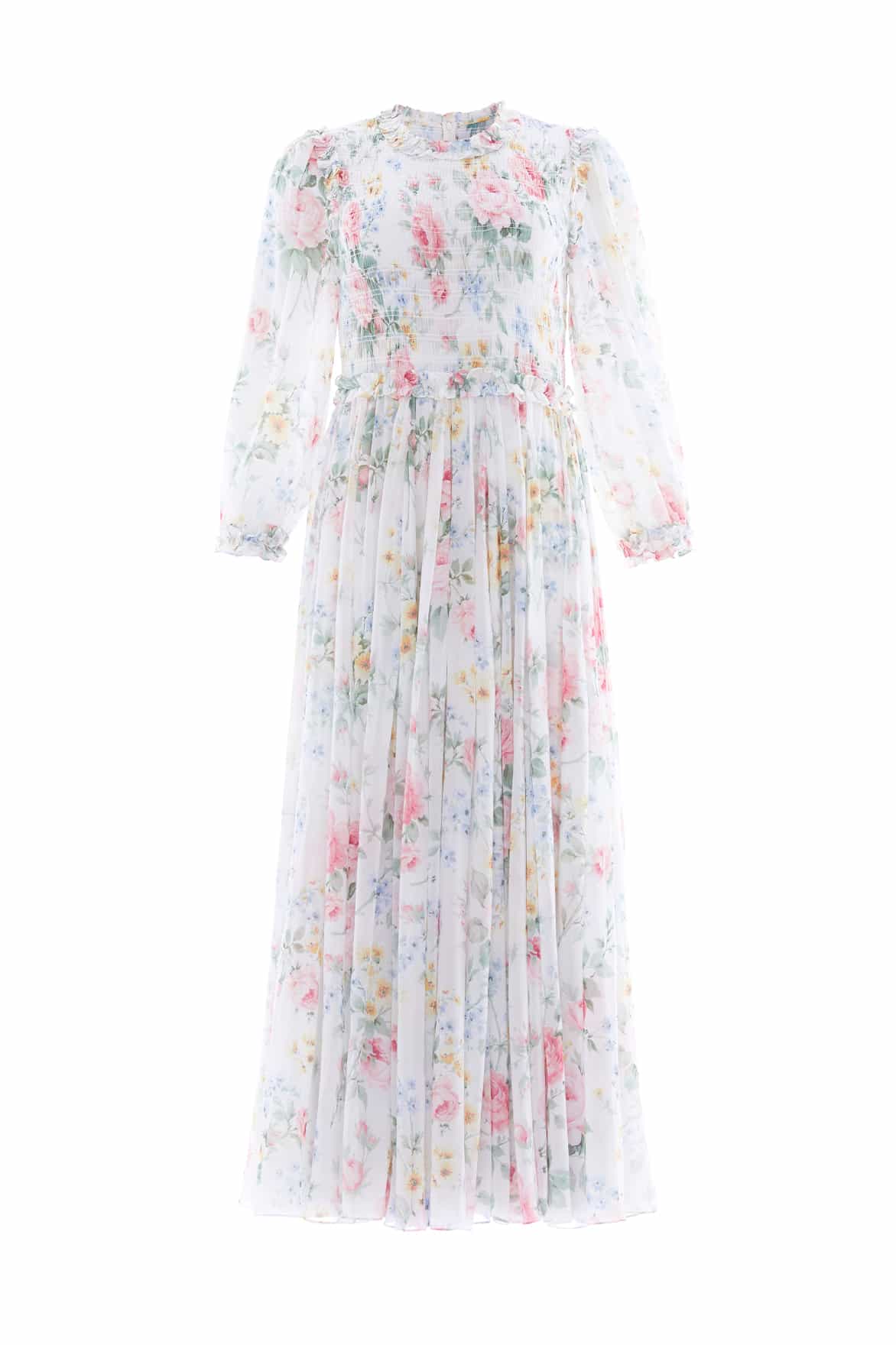 Pompadour Garden Chiffon Smocked Ballerina Dress