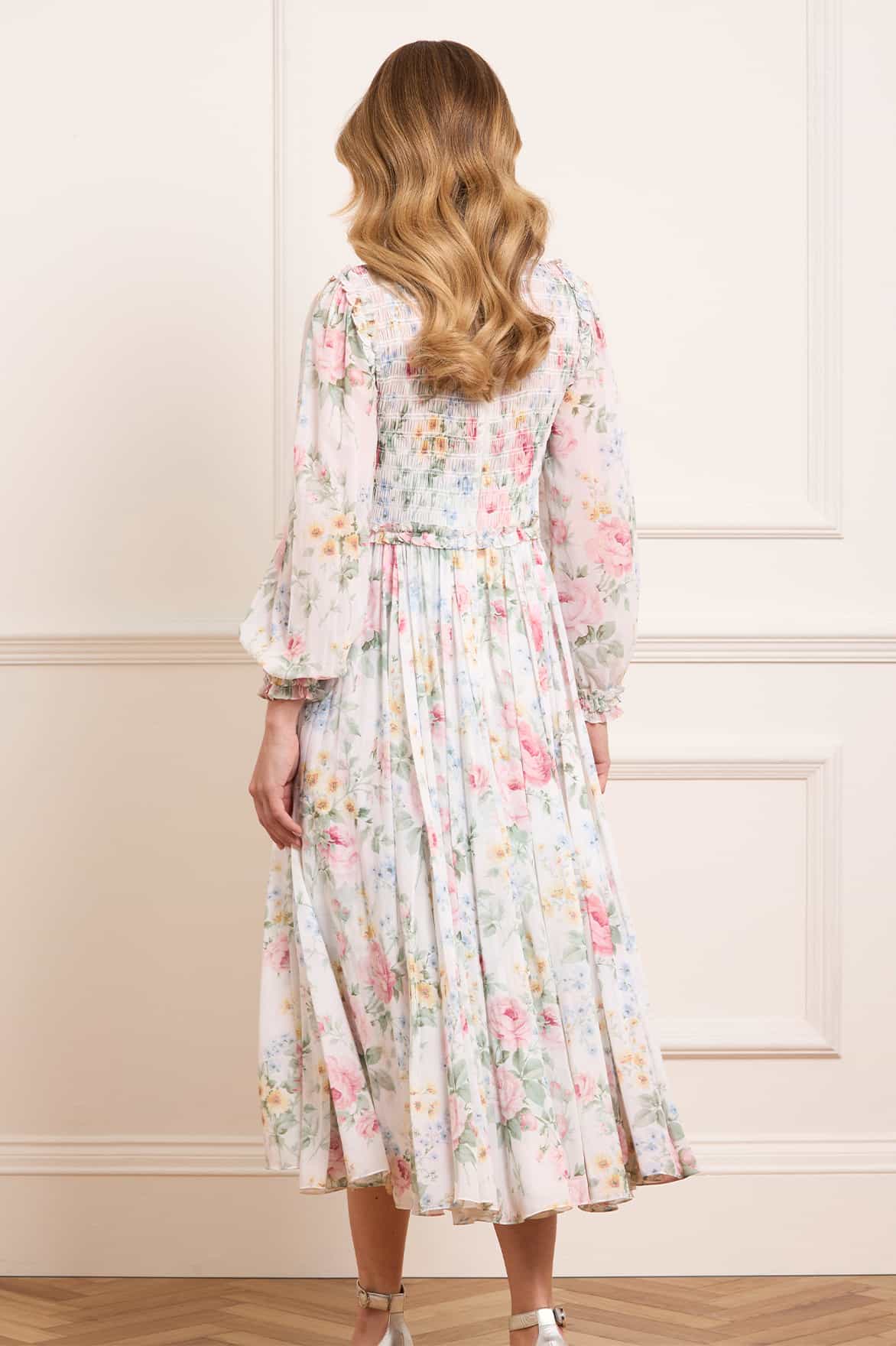 Pompadour Garden Chiffon Smocked Ballerina Dress