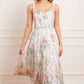 Pompadour Garden Chiffon Smocked Cami Ankle Gown
