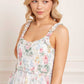 Pompadour Garden Chiffon Smocked Cami Ankle Gown