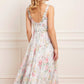 Pompadour Garden Chiffon Smocked Cami Ankle Gown