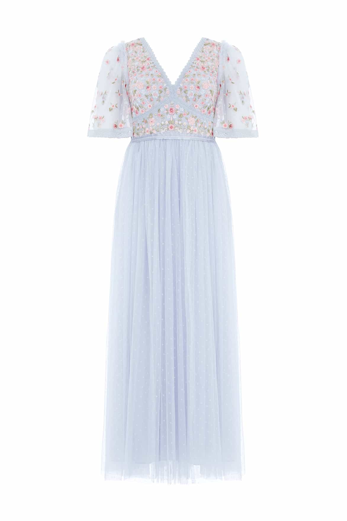 Ribbon Bouquet Bodice Ankle Gown