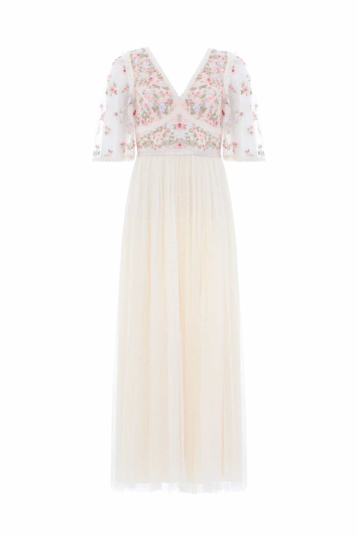Ribbon Bouquet Bodice Ankle Gown