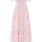 Ribbon Heart Off-Shoulder Ankle Gown