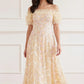 Ribbon Heart Off-Shoulder Ankle Gown