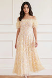 Ribbon Heart Off-Shoulder Ankle Gown