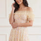 Ribbon Heart Off-Shoulder Ankle Gown