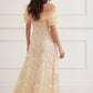 Ribbon Heart Off-Shoulder Ankle Gown