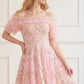 Ribbon Heart Off-Shoulder Micro Mini Dress