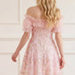 Ribbon Heart Off-Shoulder Micro Mini Dress