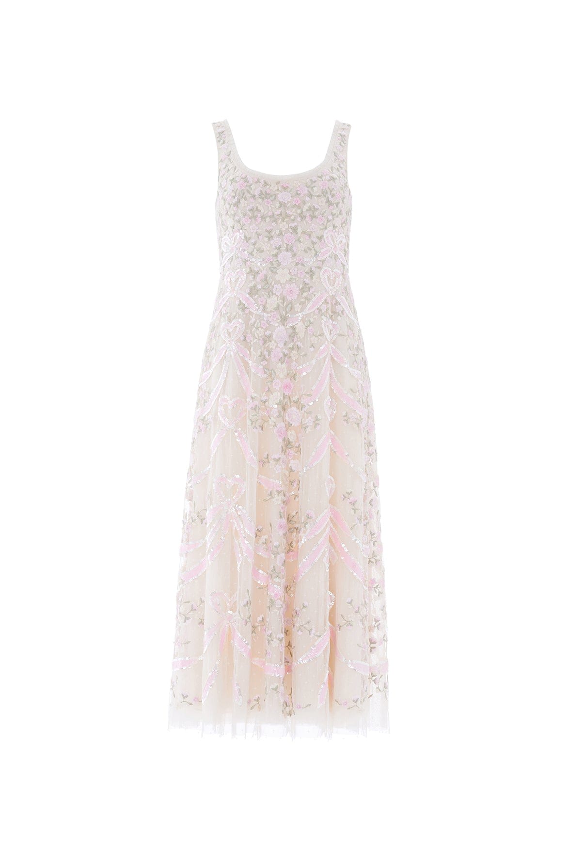Ribbon Heart Scoop Neck Ballerina Dress