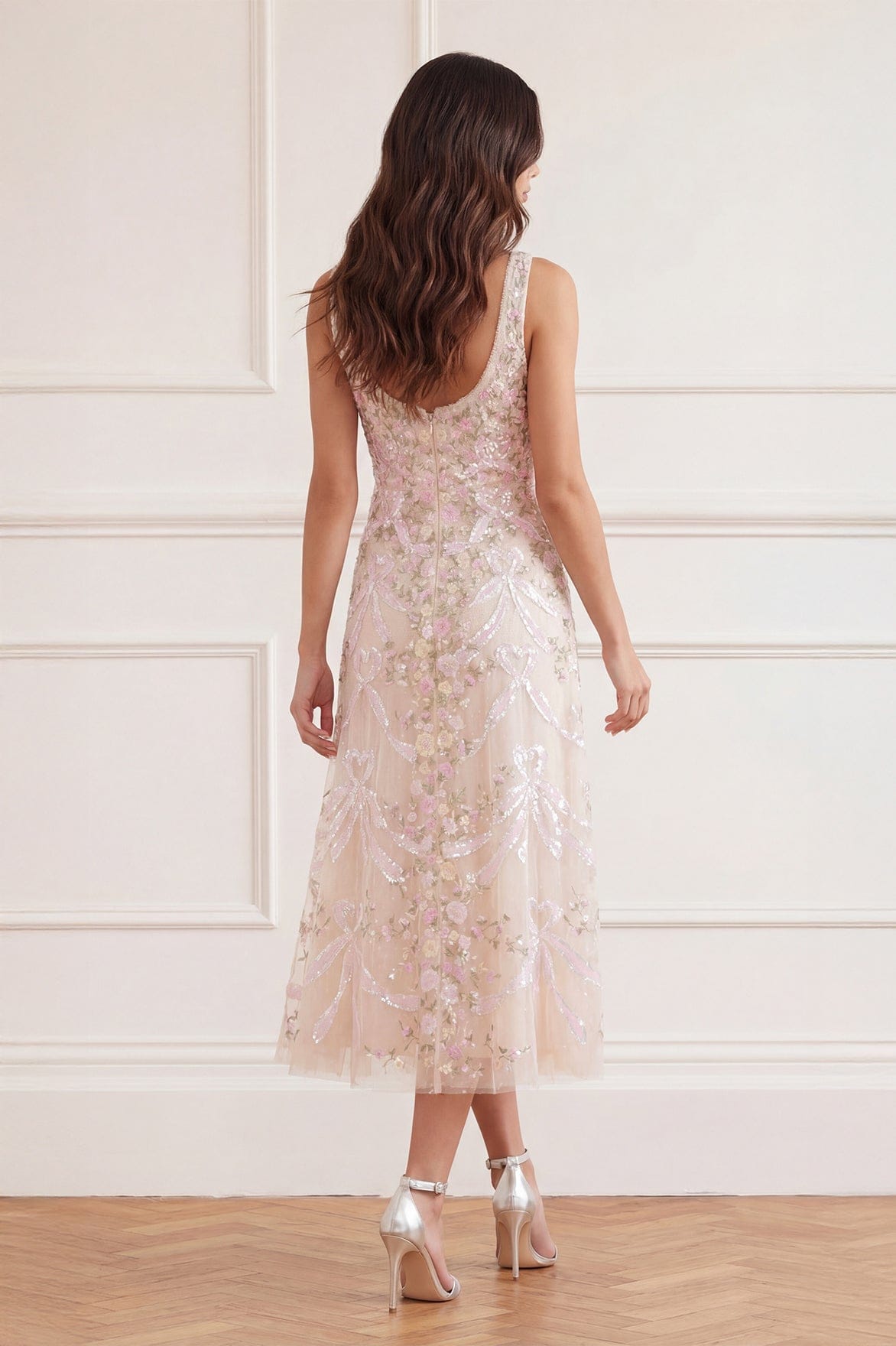 Ribbon Heart Scoop Neck Ballerina Dress