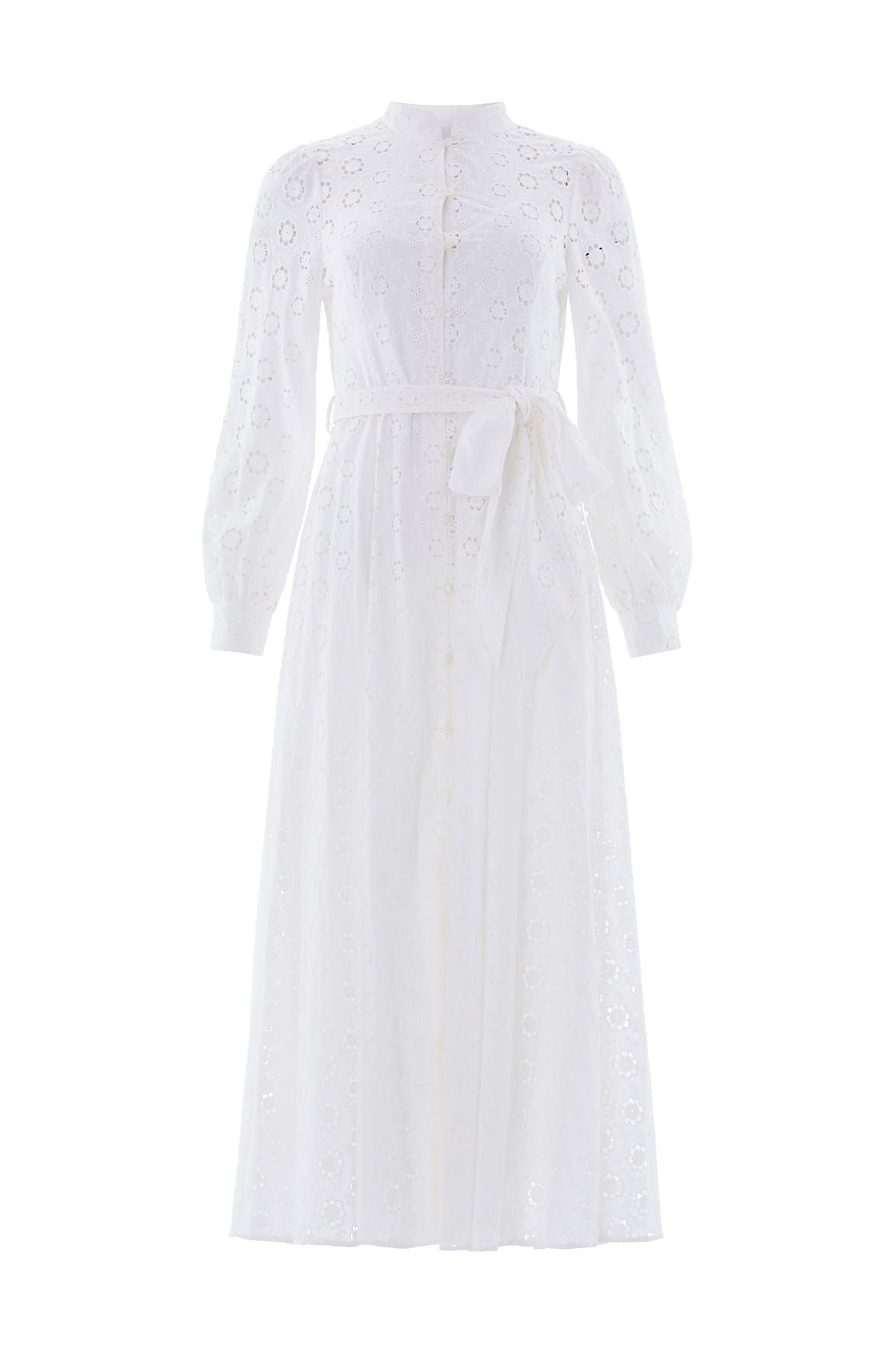 Romilly Cotton Broderie Long Sleeve Shirt Dress