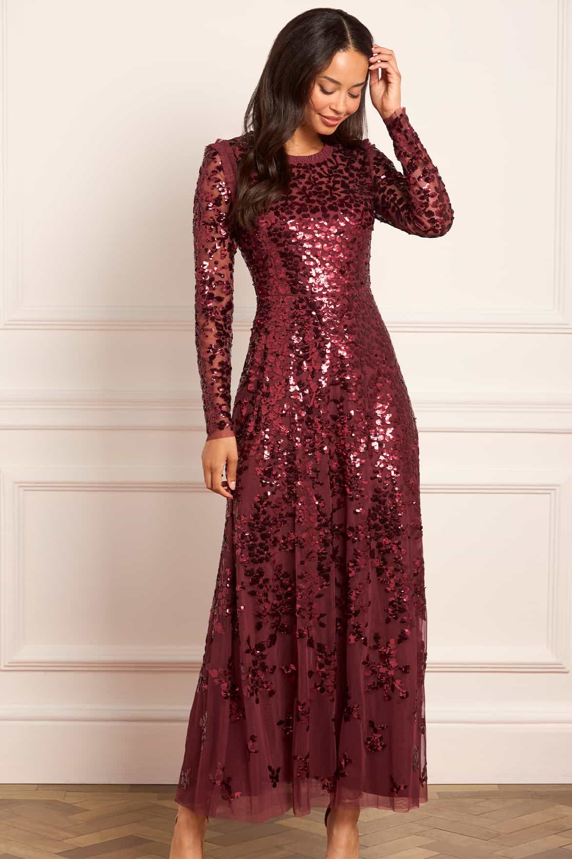 Rosanna Lattice Round Neck Gown