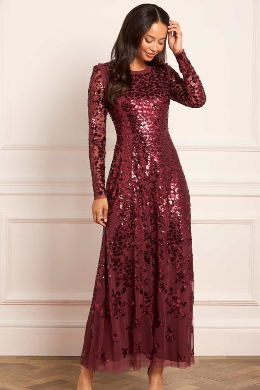 Rosanna Lattice Round Neck Gown