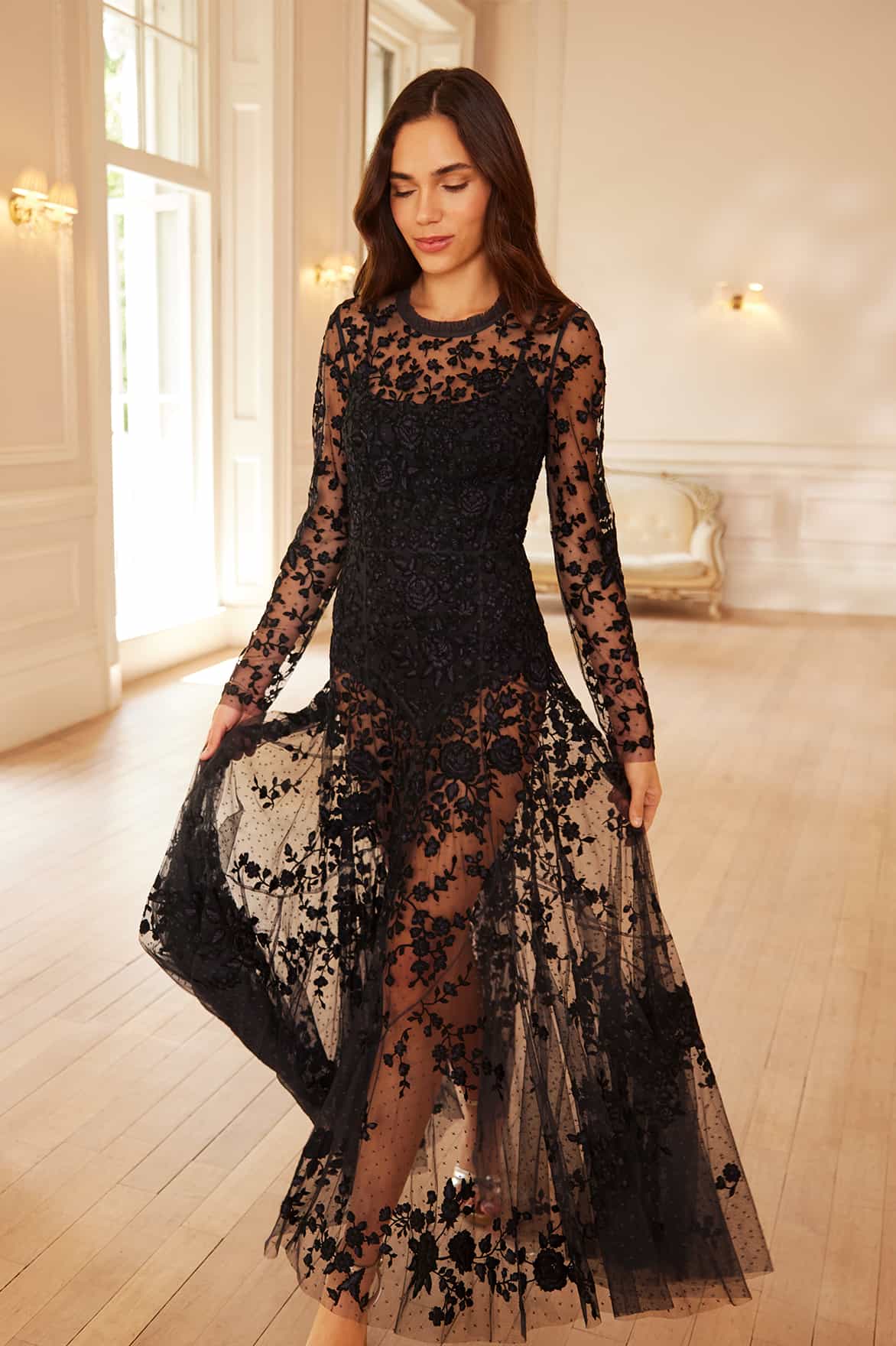 Rosa Sheer Ankle Gown