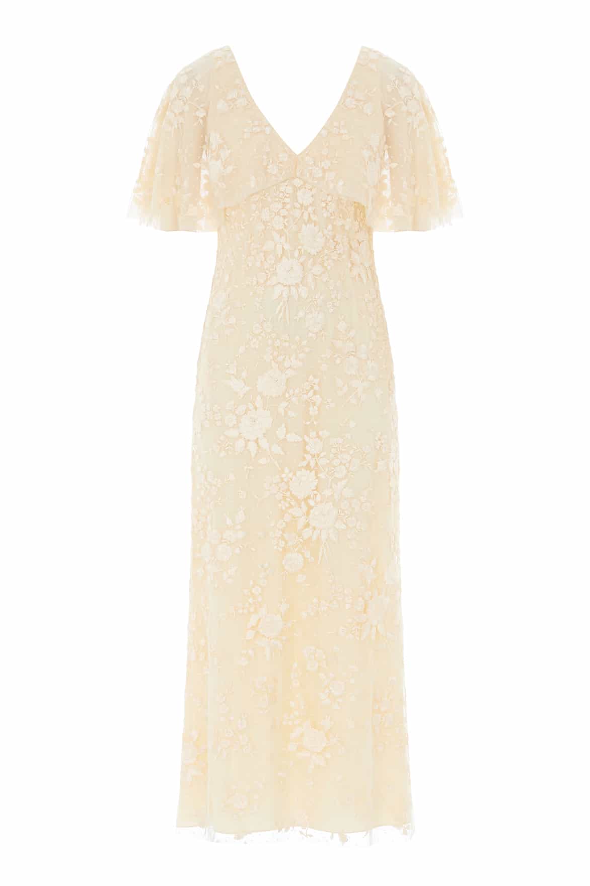 Rosa V-Neck Cape Gown