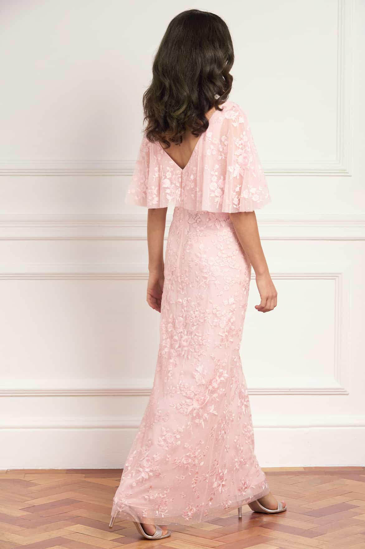Rosa V-Neck Cape Gown