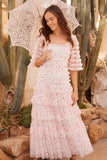 Rose Ditsy Short Sleeve Ankle Gown