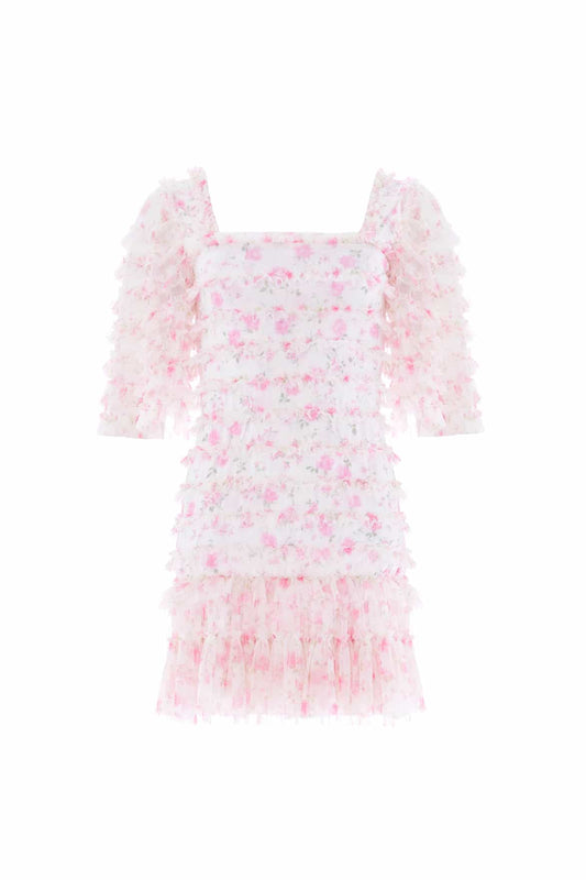 Rose Ditsy Short Sleeve Micro Mini Dress