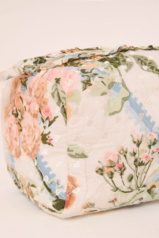 Rose Garden Medium Quilted Makeup Bag