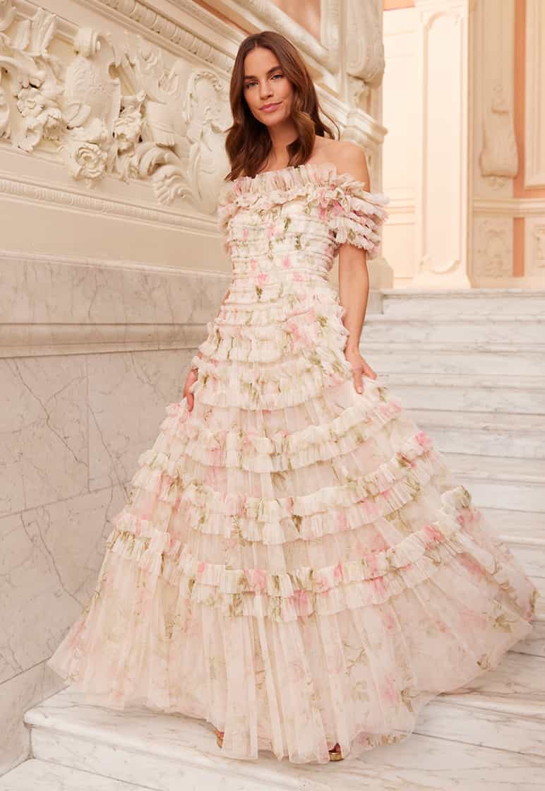 Rose Lisette Off-Shoulder Gown