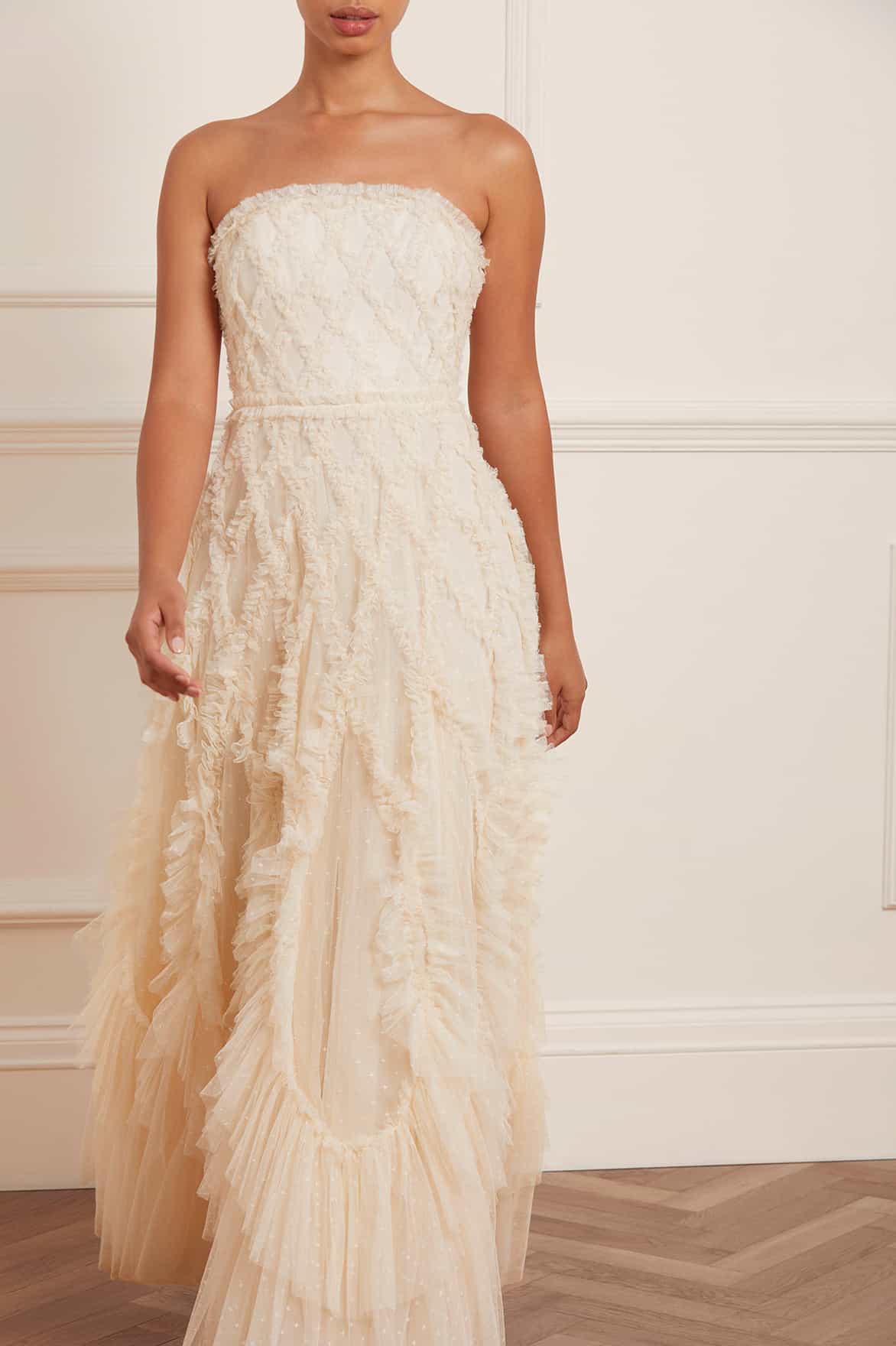 Rosella Ruffle Strapless Gown