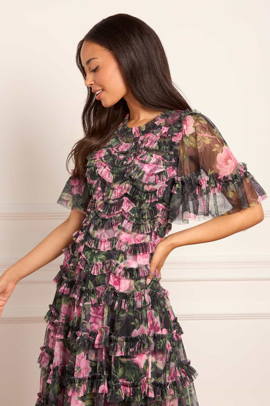 Rose Vine Round Neck Gown