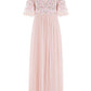 Rosie Lace Bodice Short Sleeve V-Neck Ankle Gown