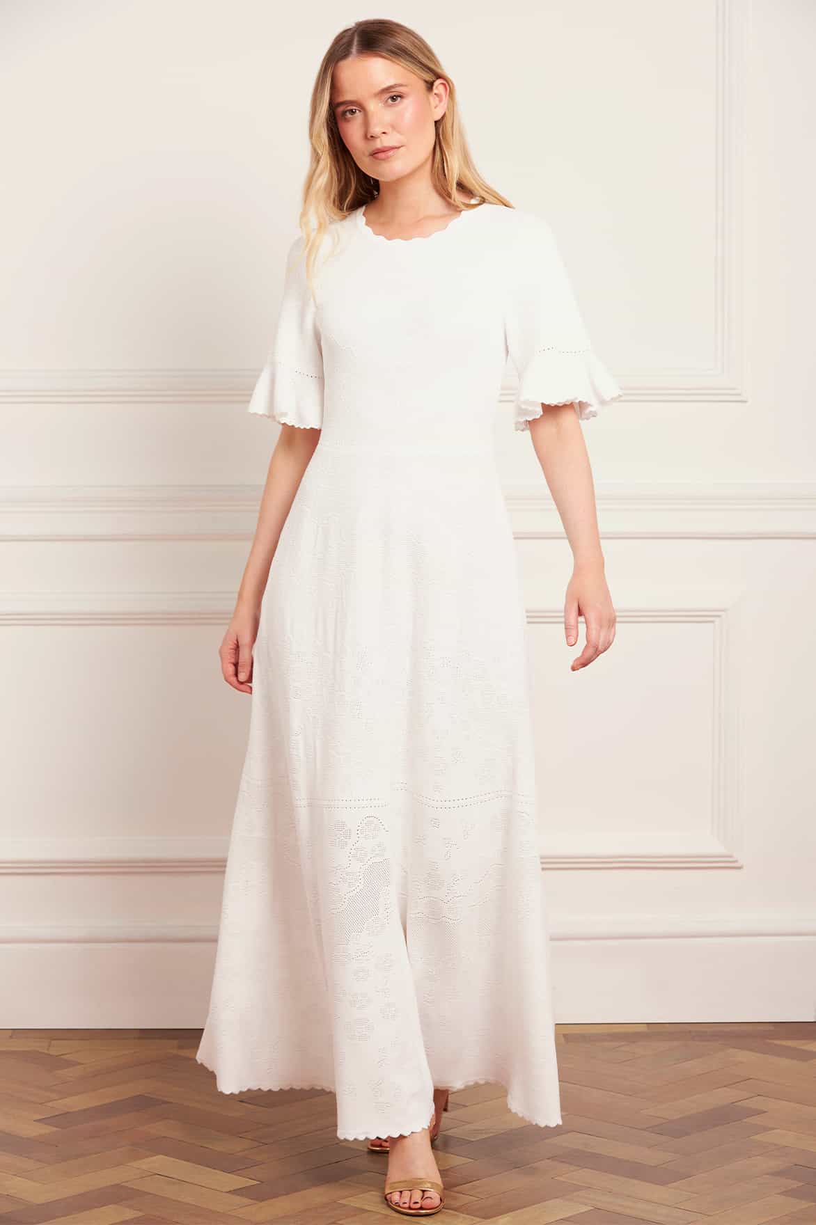 Scallop Lace Pointelle Knit Gown