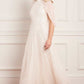 Scallop Sequin Cape Ankle Gown