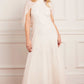 Scallop Sequin Cape Ankle Gown