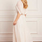 Scallop Sequin Cape Ankle Gown